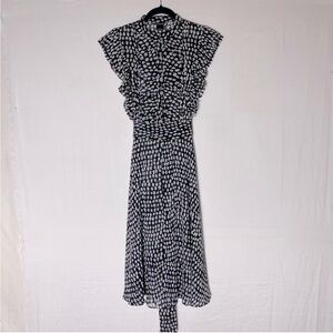 Club Monaco Black White Semi Sheer Polkadot Midi Dress 4